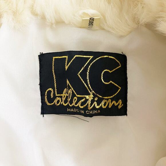 Vintage KC Collections White Rabbit Fur Jacket Girls Size 4 EUC Zip Up Pockets - Picture 4 of 10
